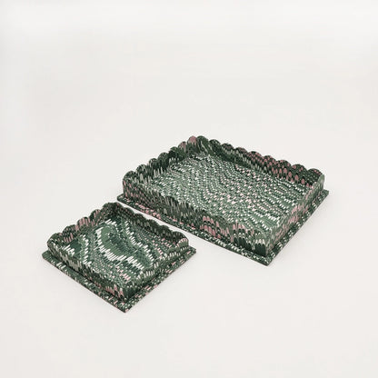 Green Scalloped Tray, 2 Sizes