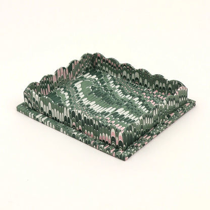 Green Scalloped Tray, 2 Sizes