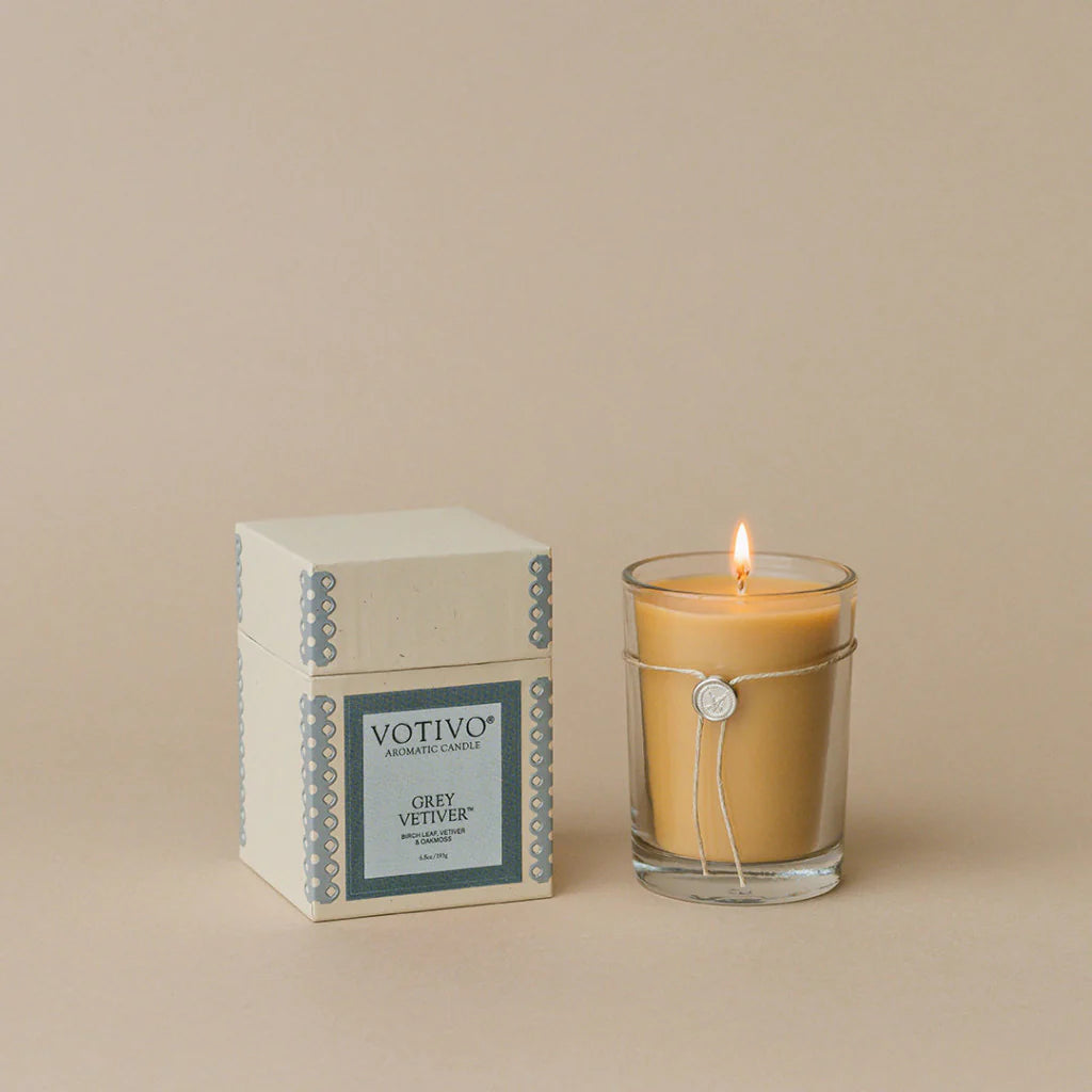 Votivo Glass Candle, Grey Vetiver