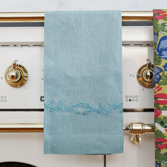 Embroidered Hand Towels, Marine