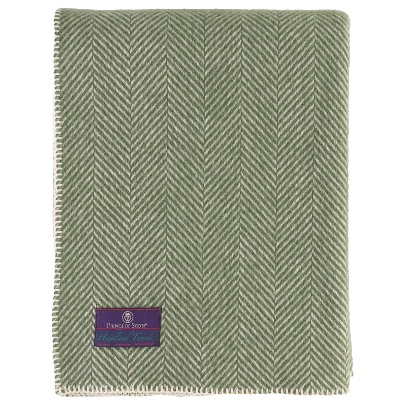 Wool Throw, Evergreen Herringbone