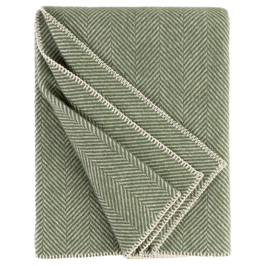 Wool Throw, Evergreen Herringbone