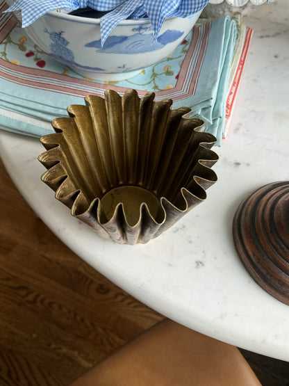 Fluted Metal Planter, Brass Finish