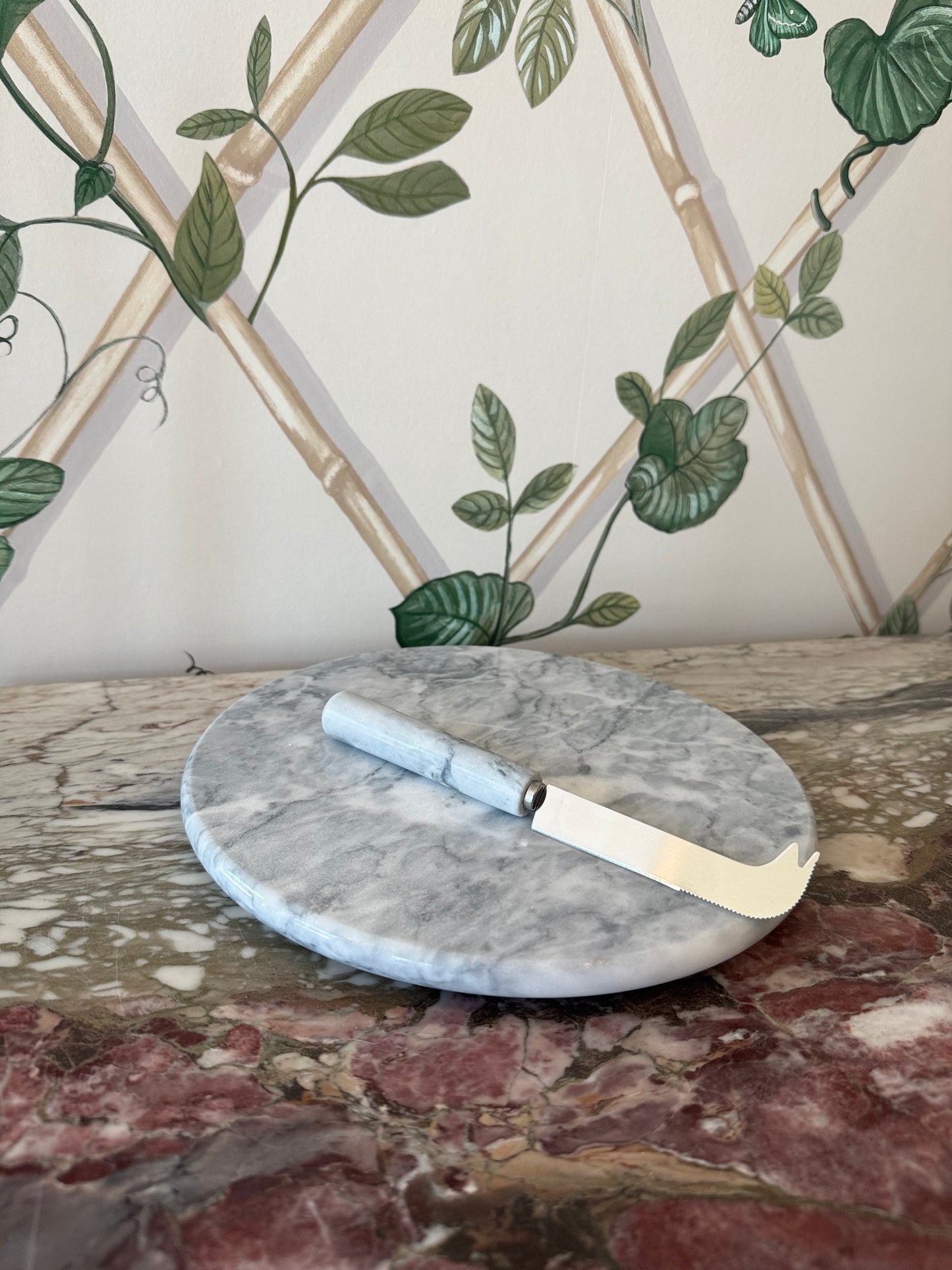 Marble Round Cheese Board and Knife