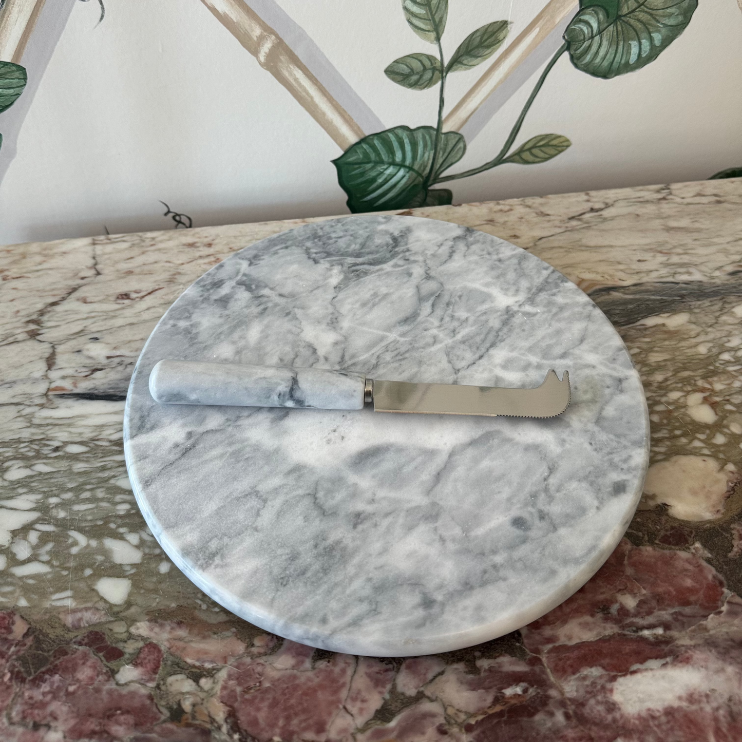 Marble Round Cheese Board and Knife