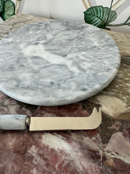 Marble Round Cheese Board and Knife