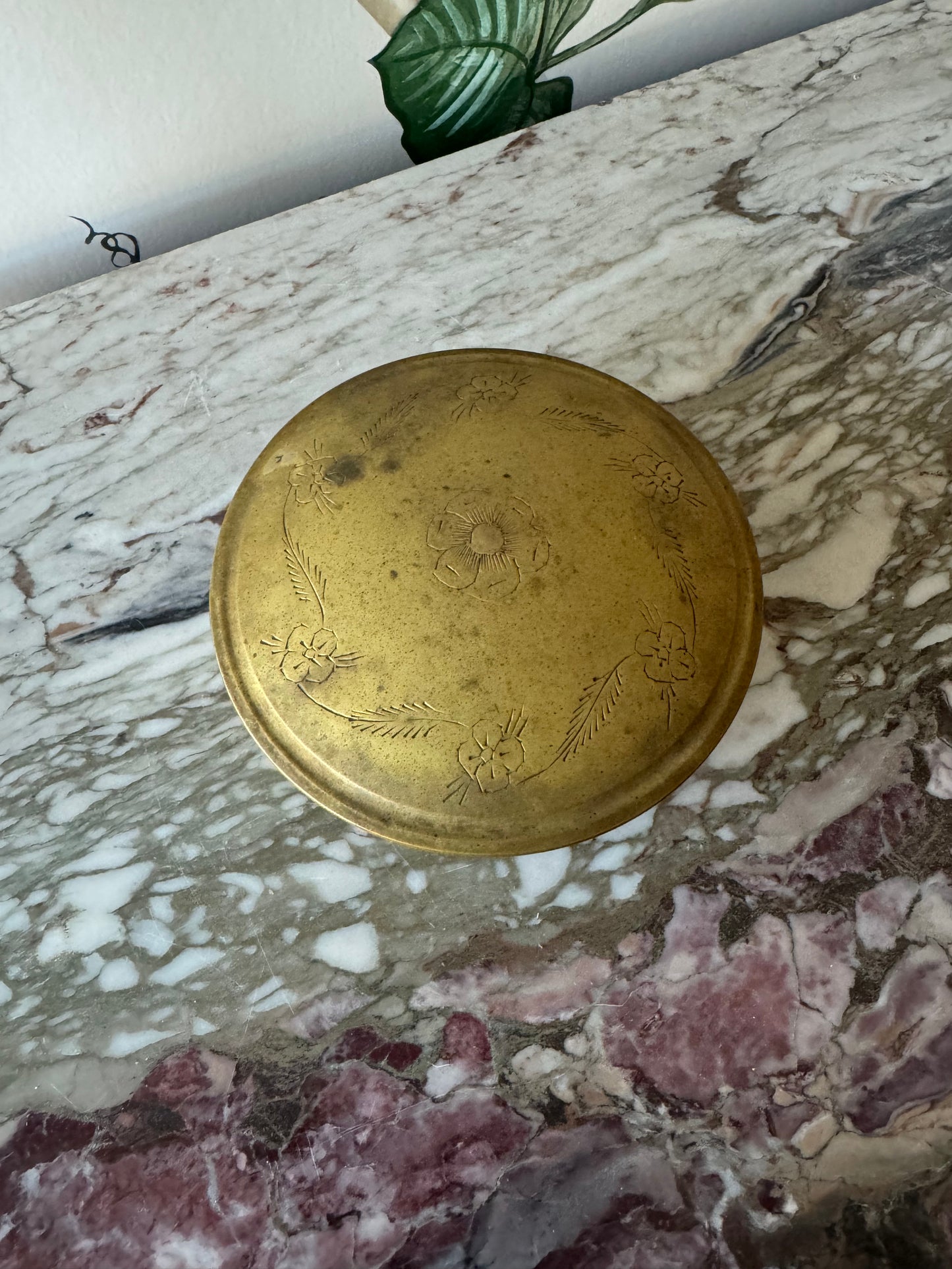 Vintage Round Brass Box