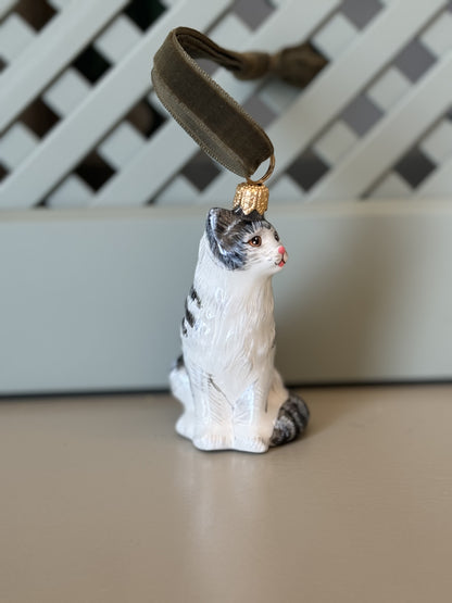 Cat Gray, Hand Painted Collectible Ornament