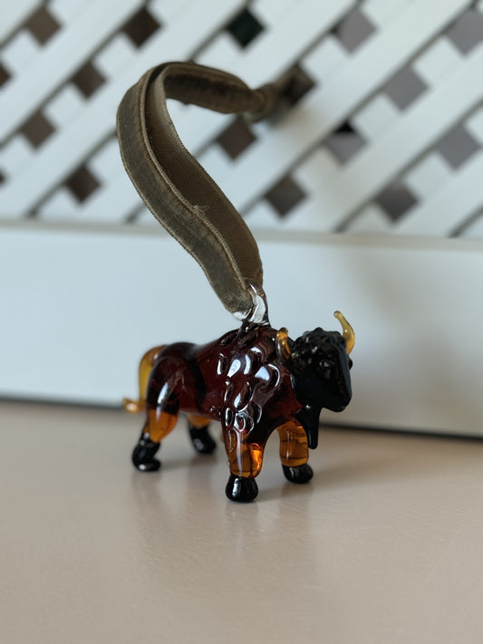 Bison, Blown Glass Ornament