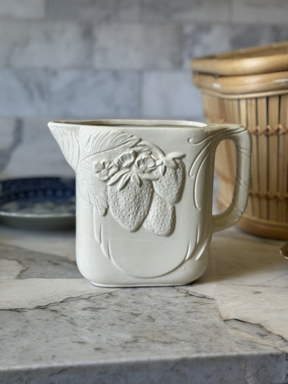 Cream Strawberry Pitcher, USA Made