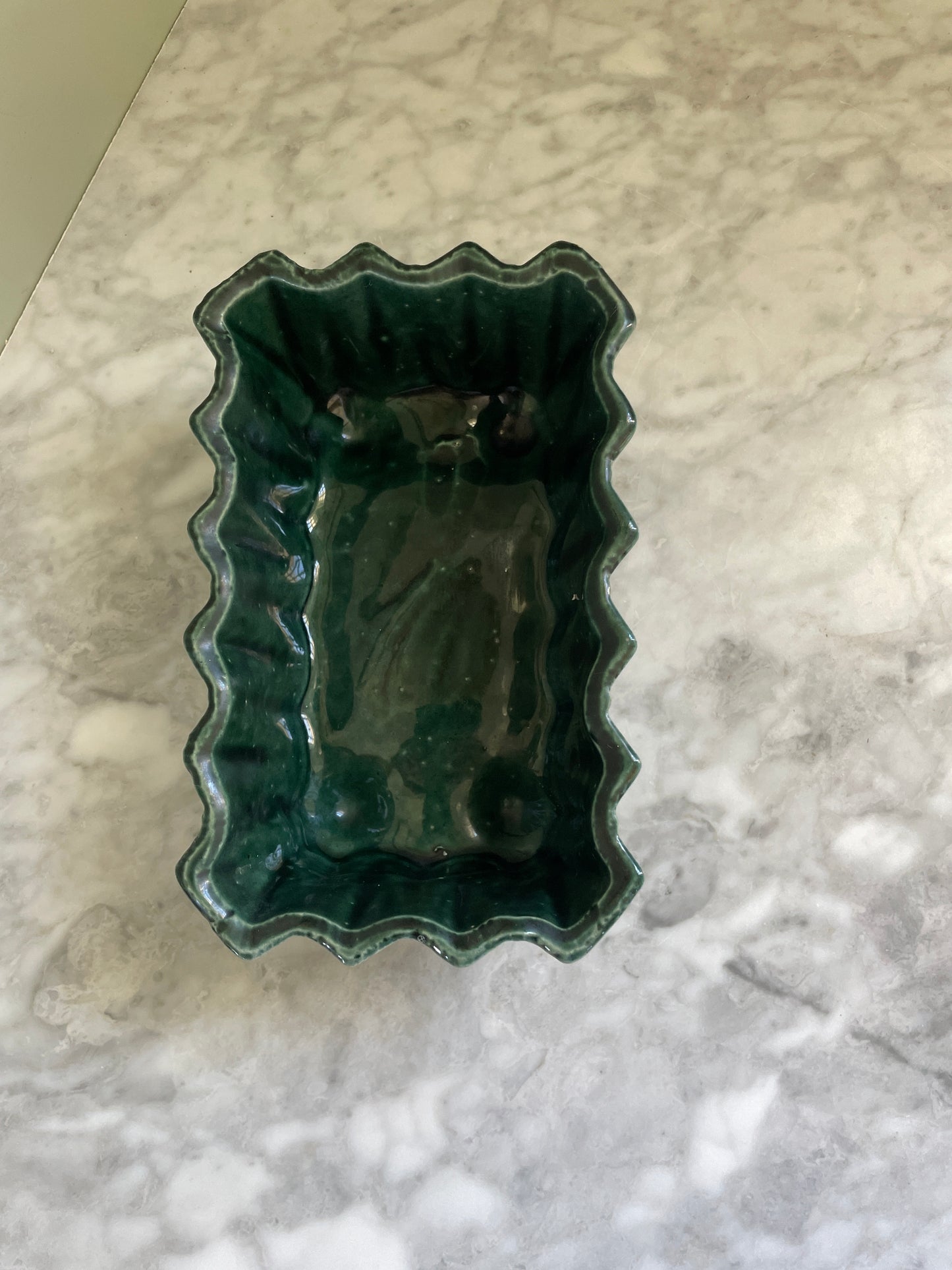 Midcentury Faceted Green Pottery