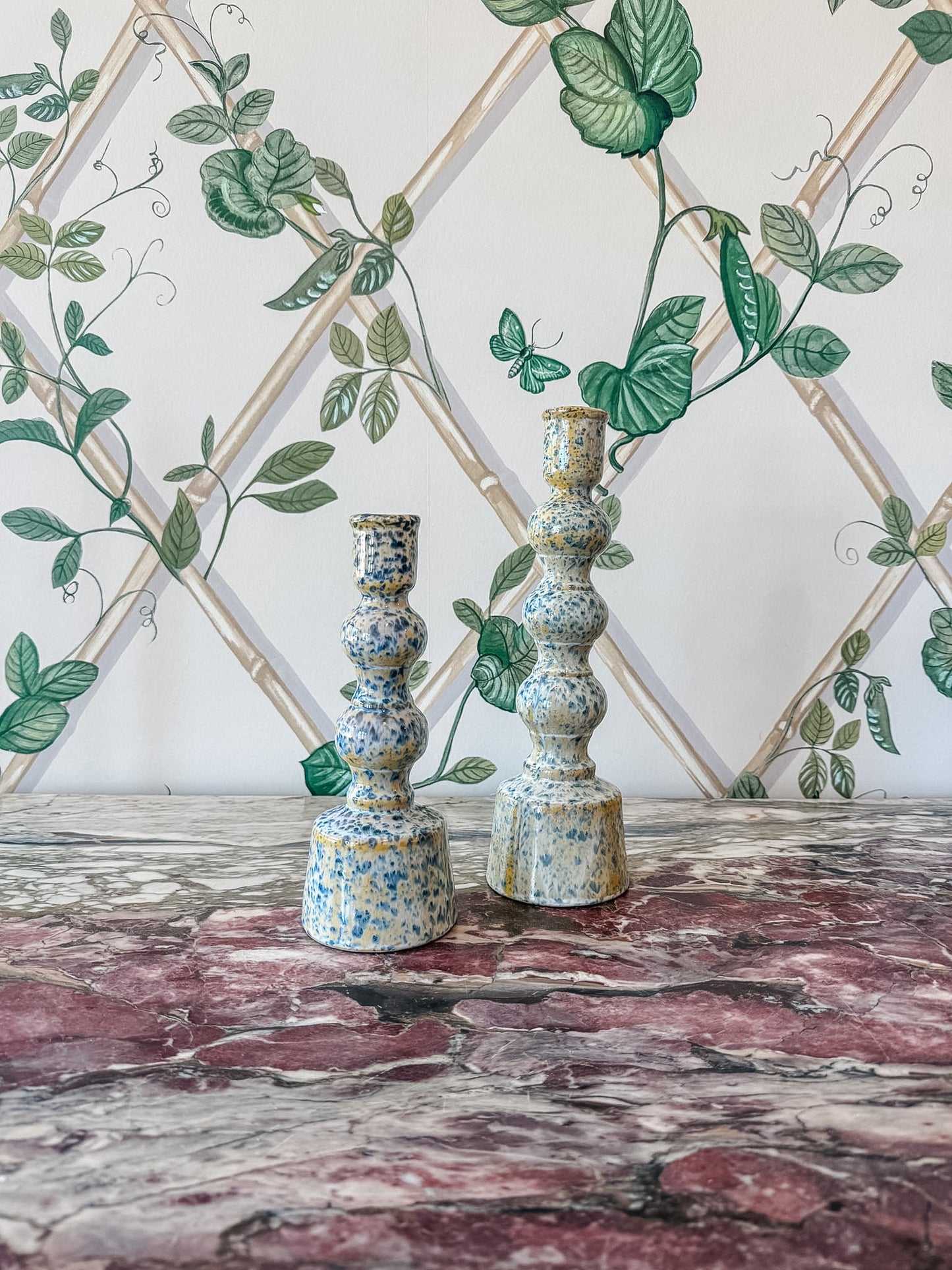 Speckled Blue Candleholder