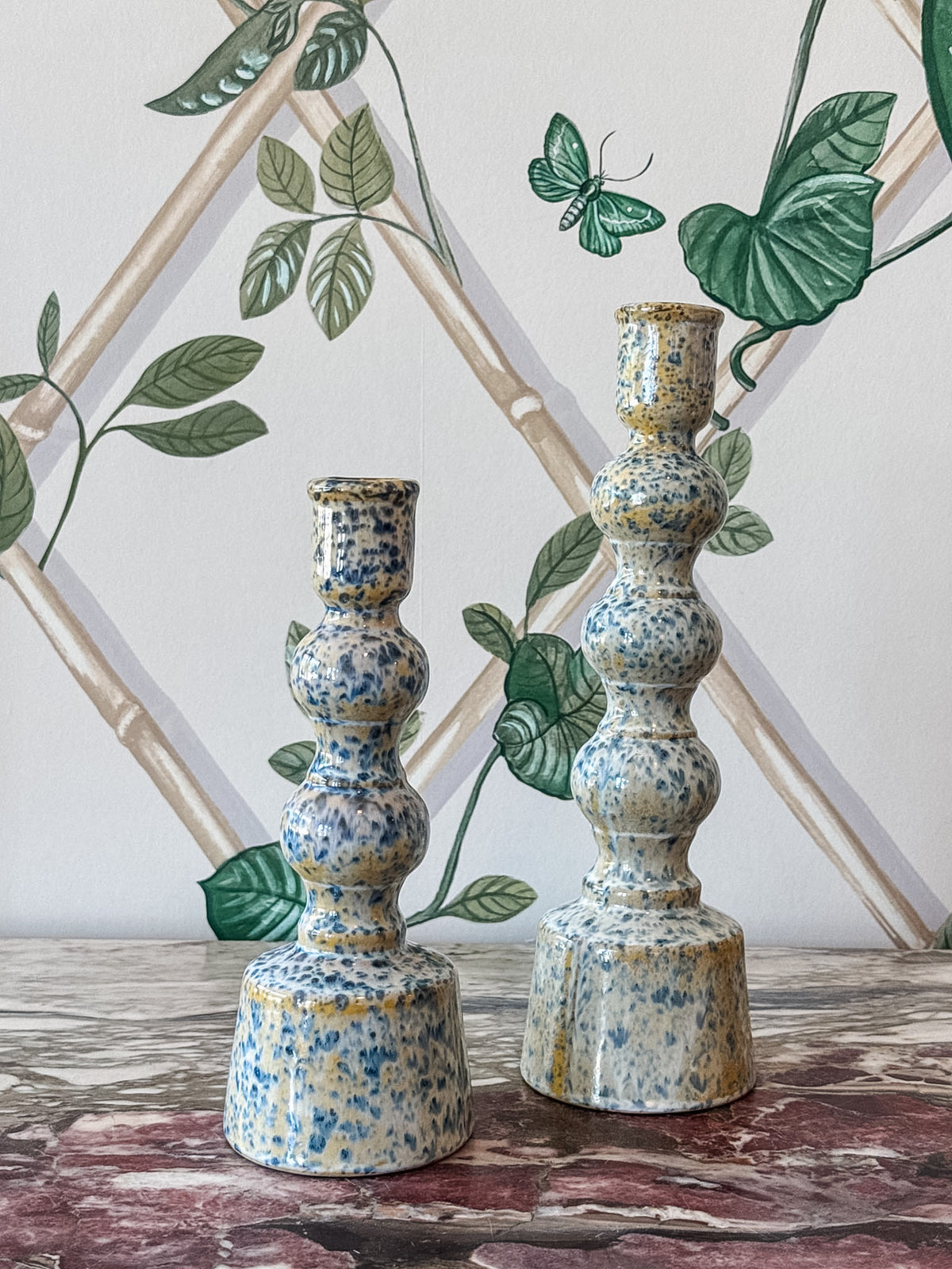 Speckled Blue Candleholder