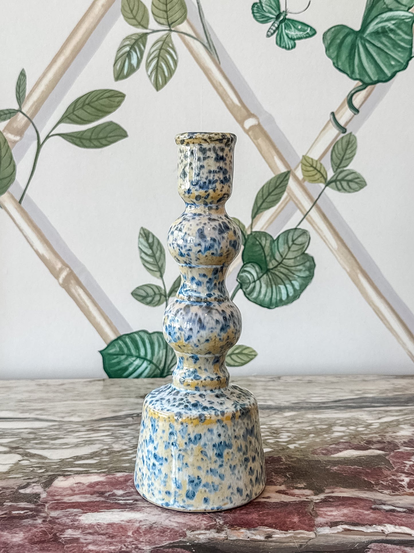 Speckled Blue Candleholder