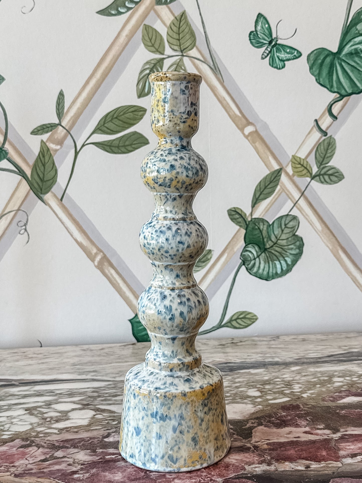 Speckled Blue Candleholder