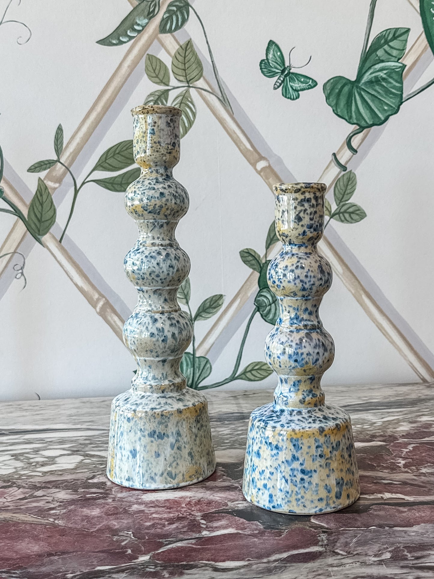 Speckled Blue Candleholder