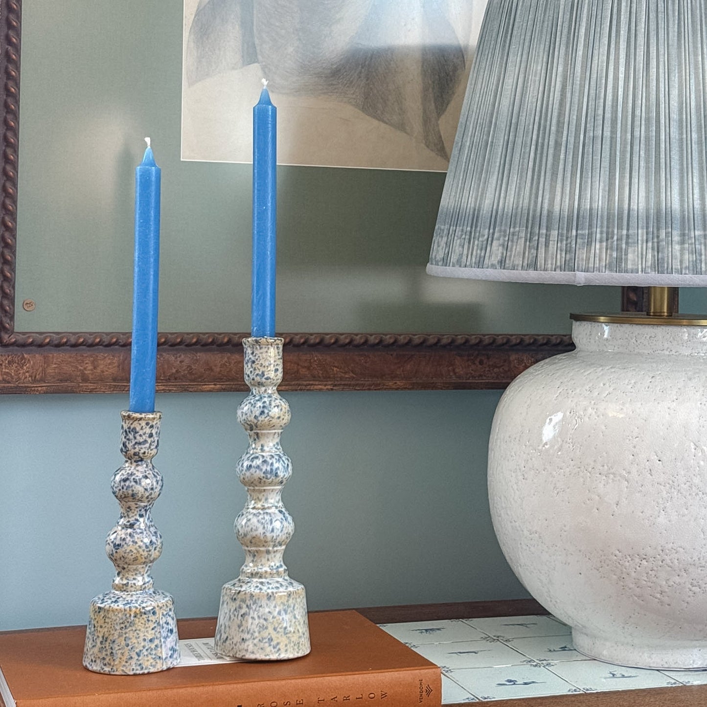 Speckled Blue Candleholder