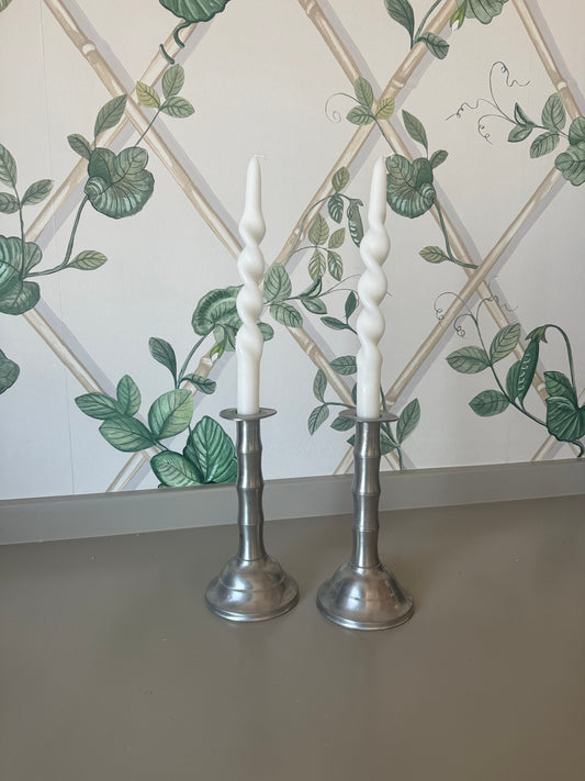 Pewter Silver Candlesticks