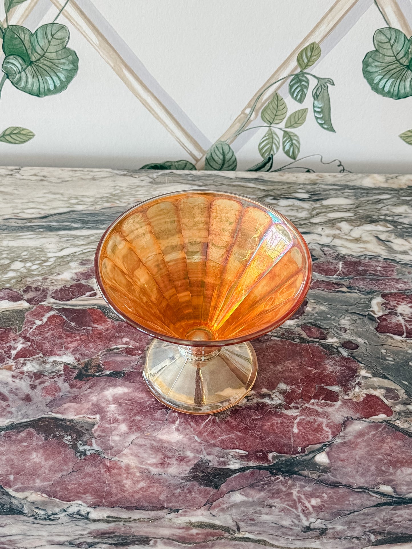 Orange Carnival Glass Cady Dish