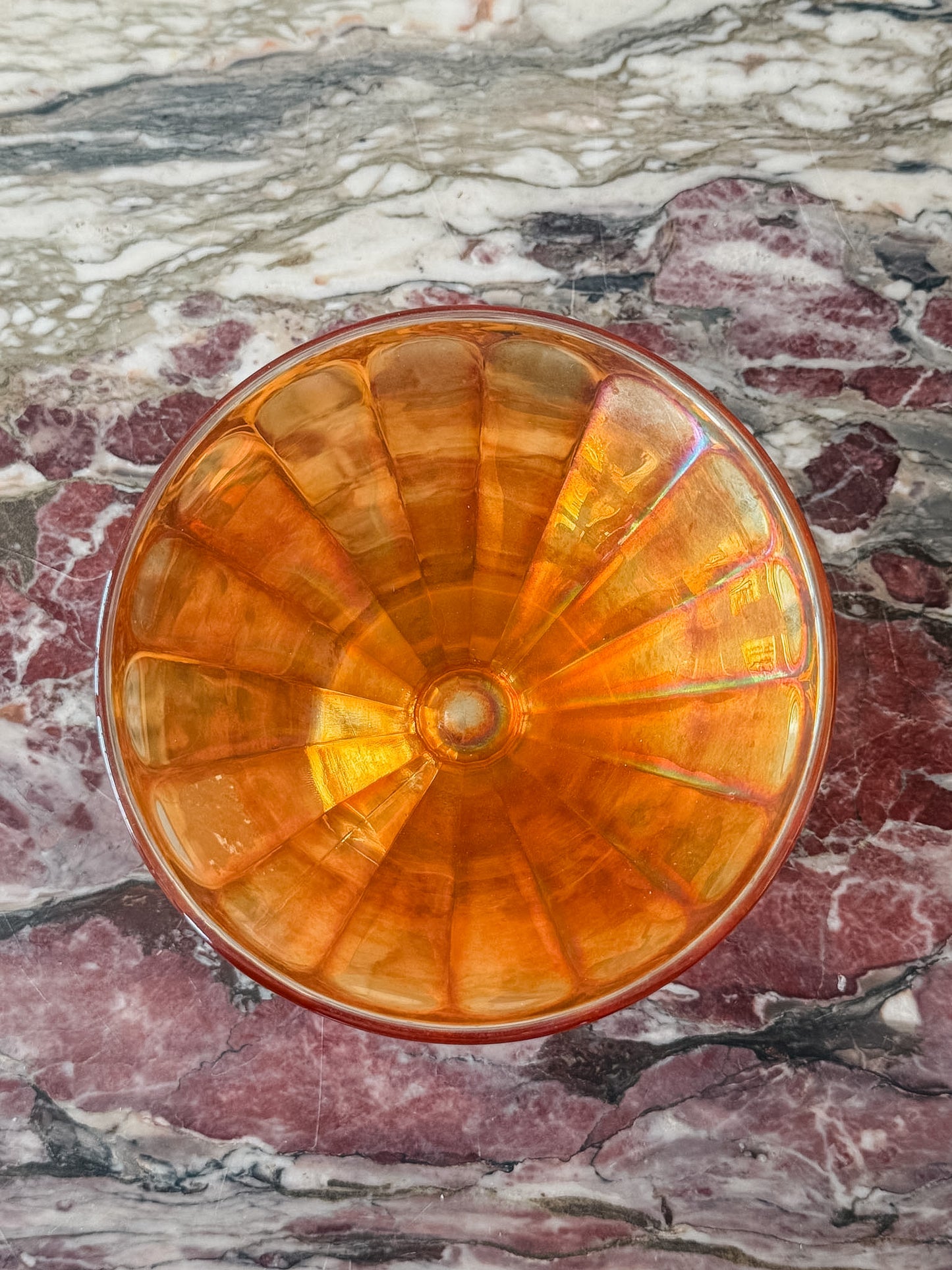 Orange Carnival Glass Cady Dish
