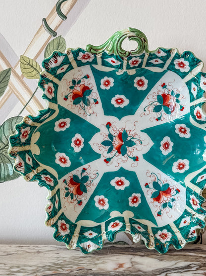 Scallop Porcelain Bowl with Green Pattern