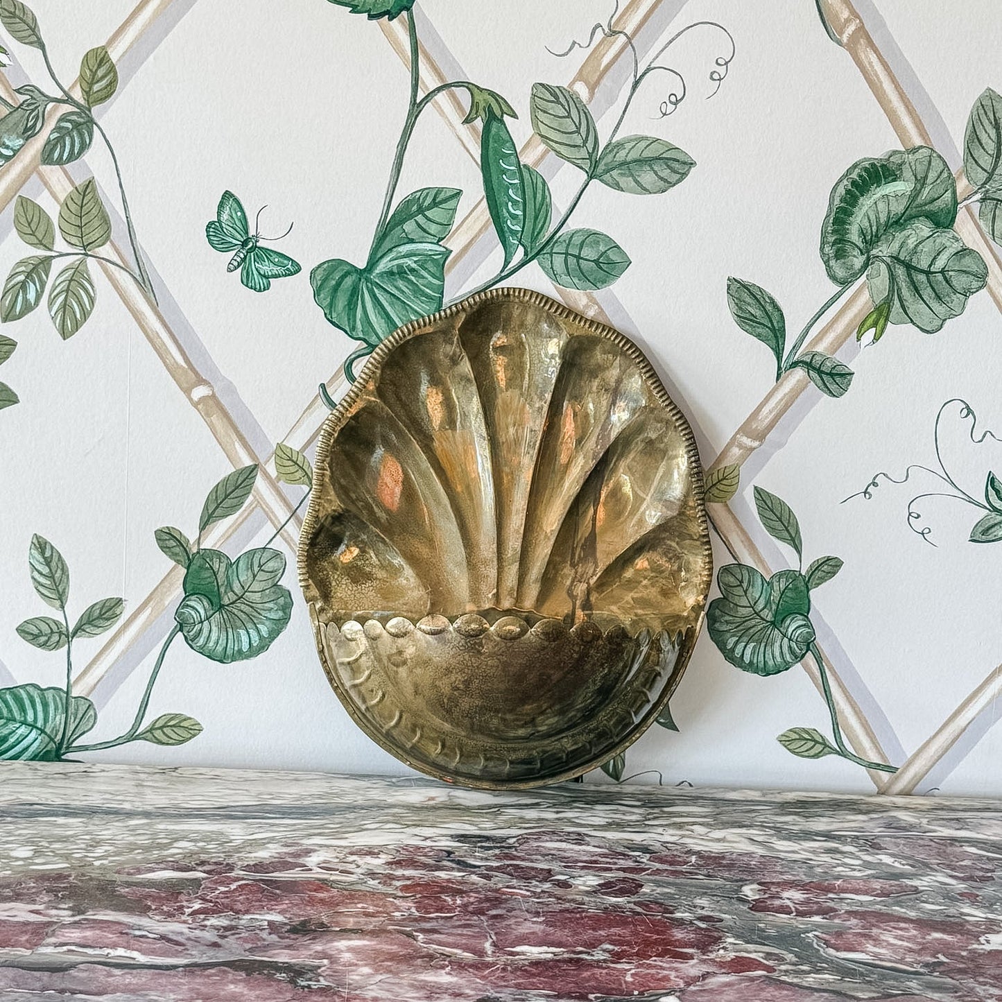 Brass Scalloped Wall Pocket