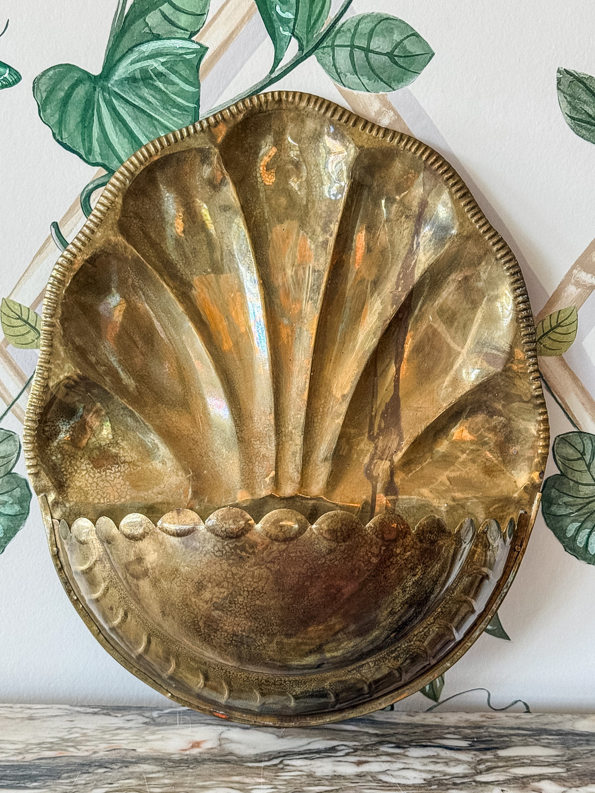 Brass Scalloped Wall Pocket