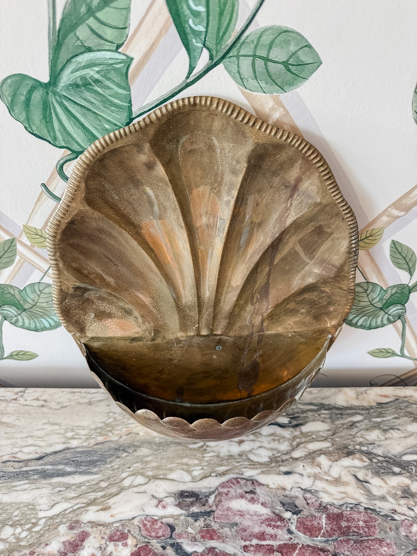 Brass Scalloped Wall Pocket