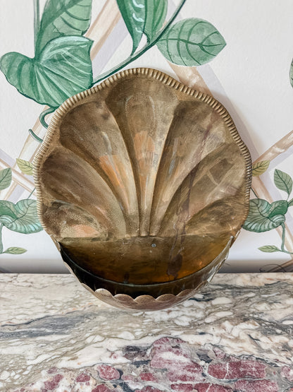 Brass Scalloped Wall Pocket