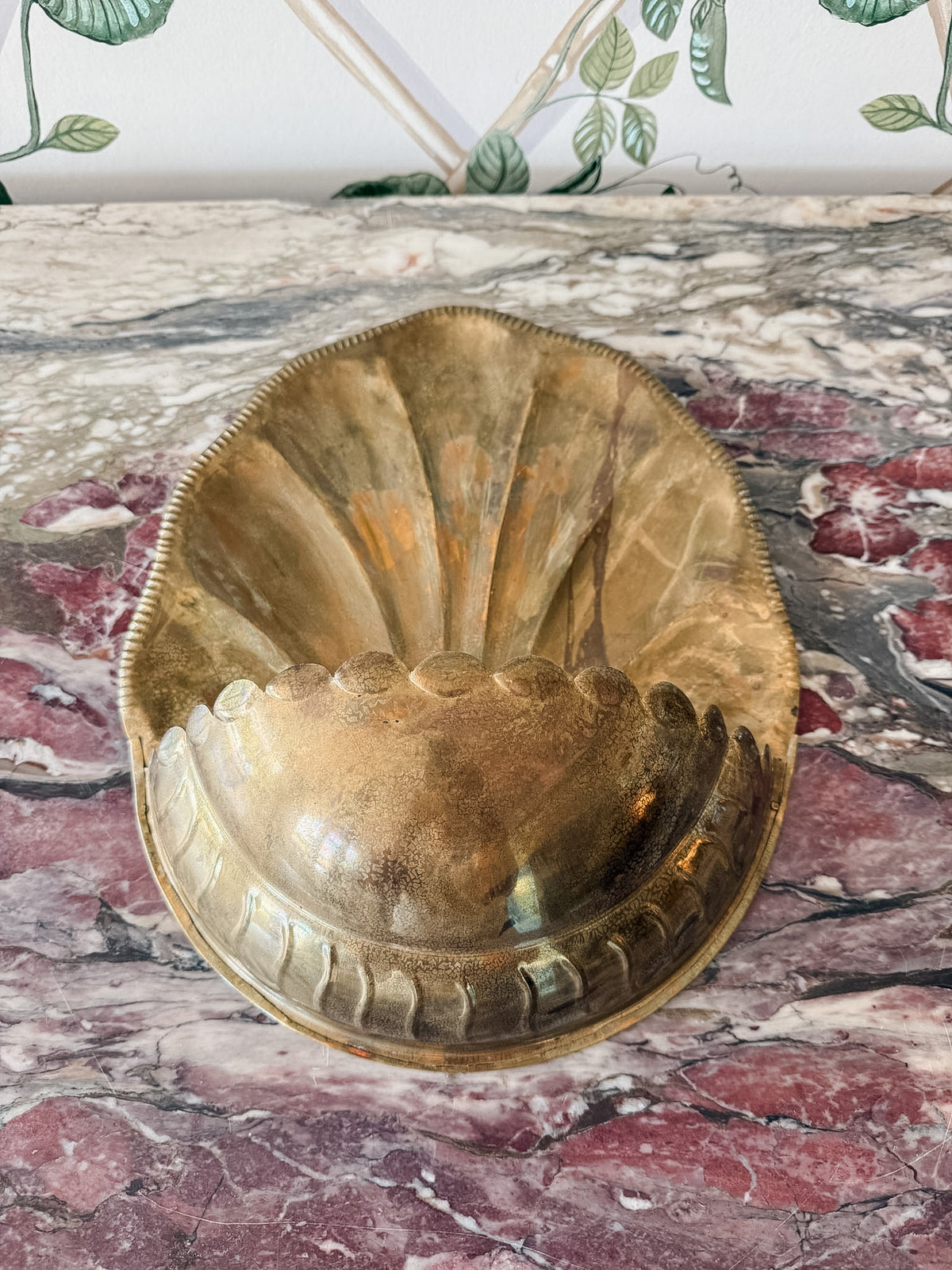 Brass Scalloped Wall Pocket