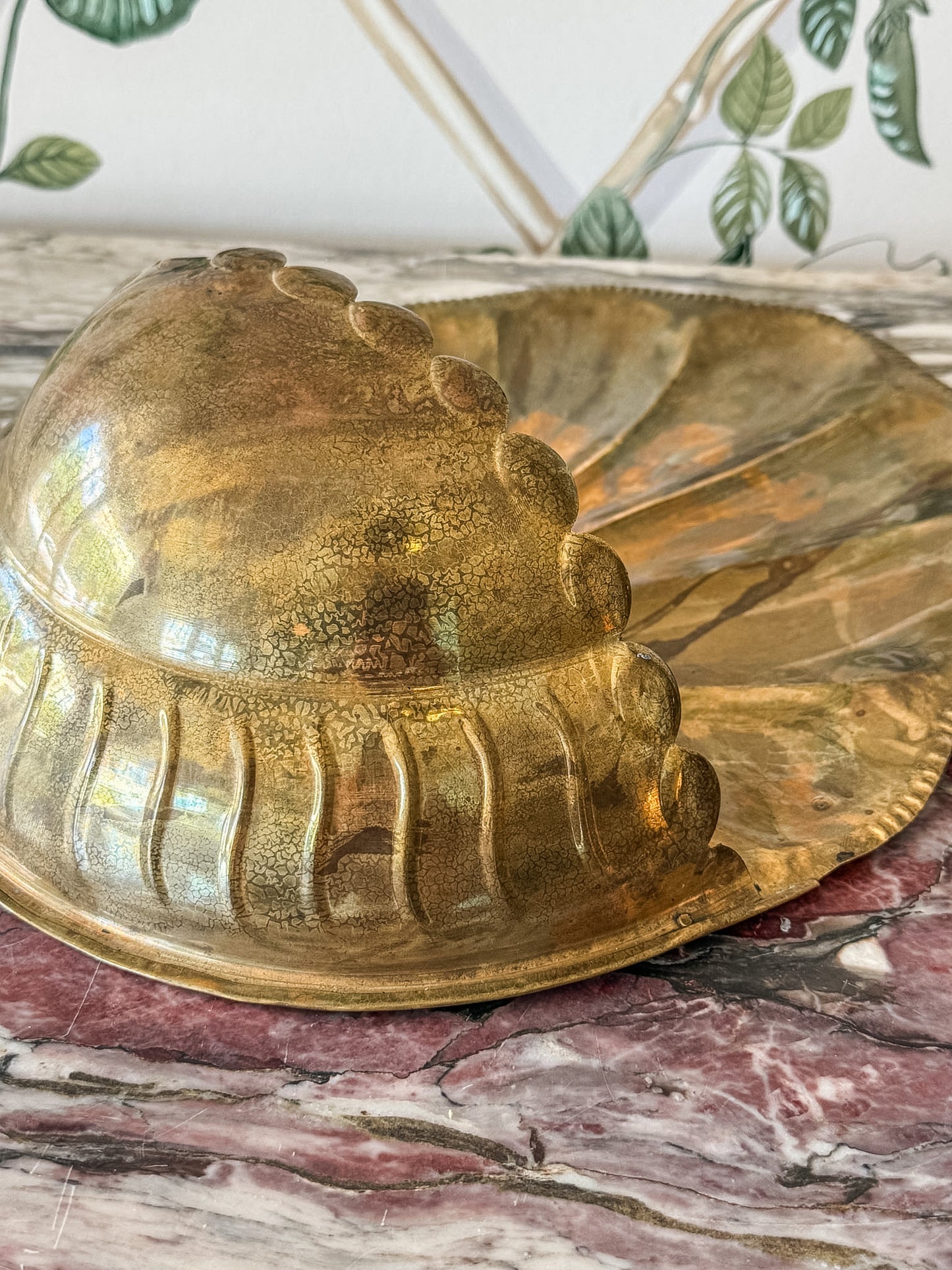 Brass Scalloped Wall Pocket