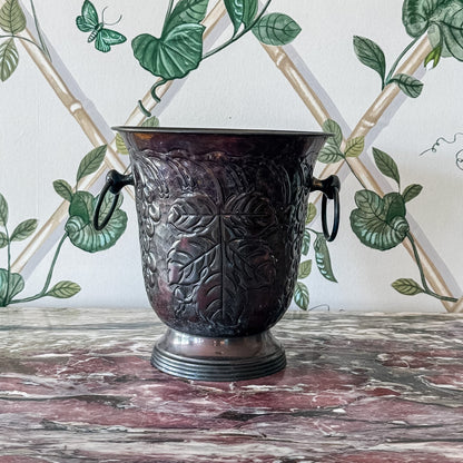 Brown Metal Planter with Ring Handles