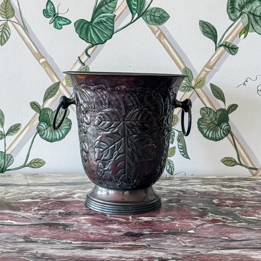 Brown Metal Planter with Ring Handles
