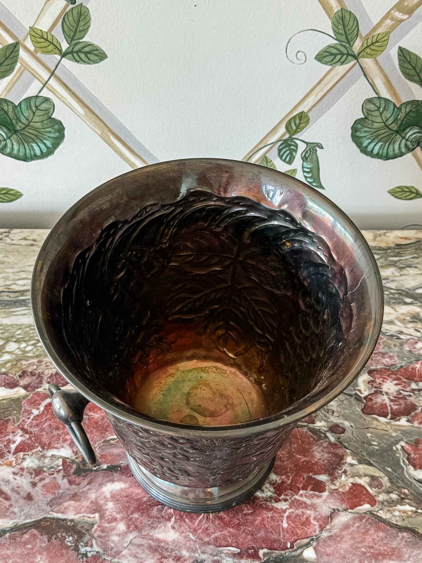 Brown Metal Planter with Ring Handles