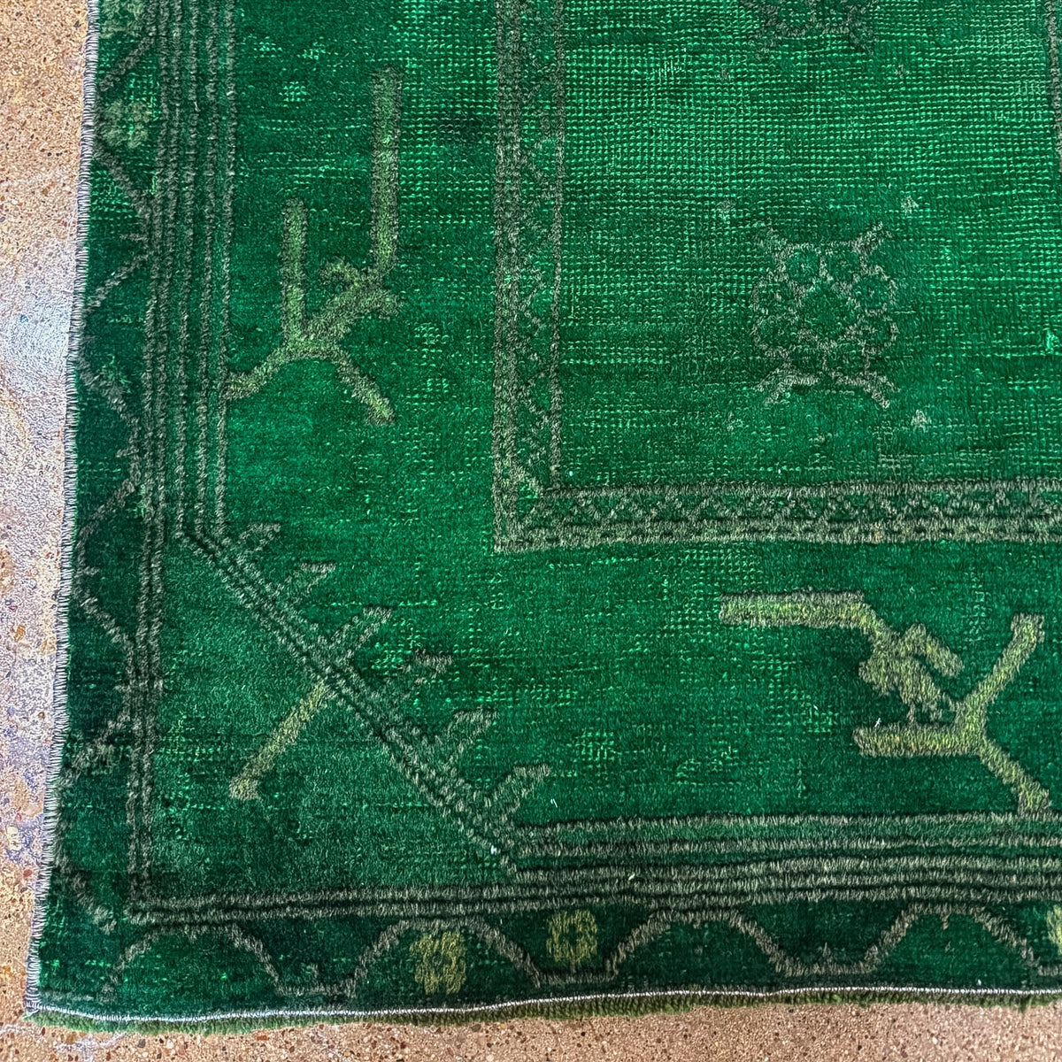 Vintage Turkish (3x4) Emerald Green Hand-Knotted Rug
