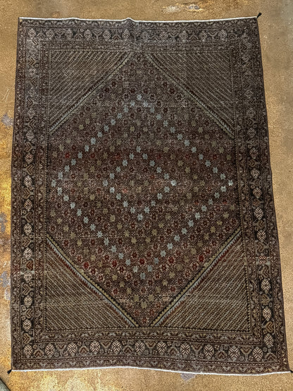 Vintage Persian (5x7) Brown Geometric Rug