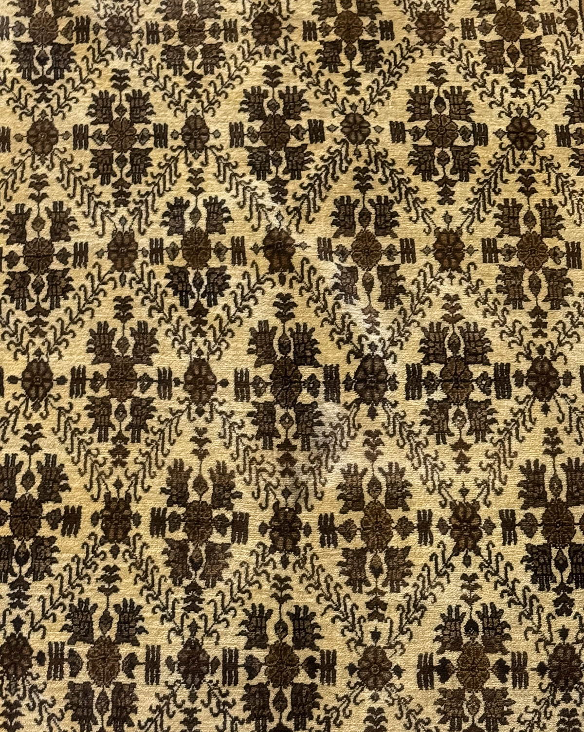 Vintage Brown and white Kars Turkish (6x9) Rug - OAKSTREET SHOPPE