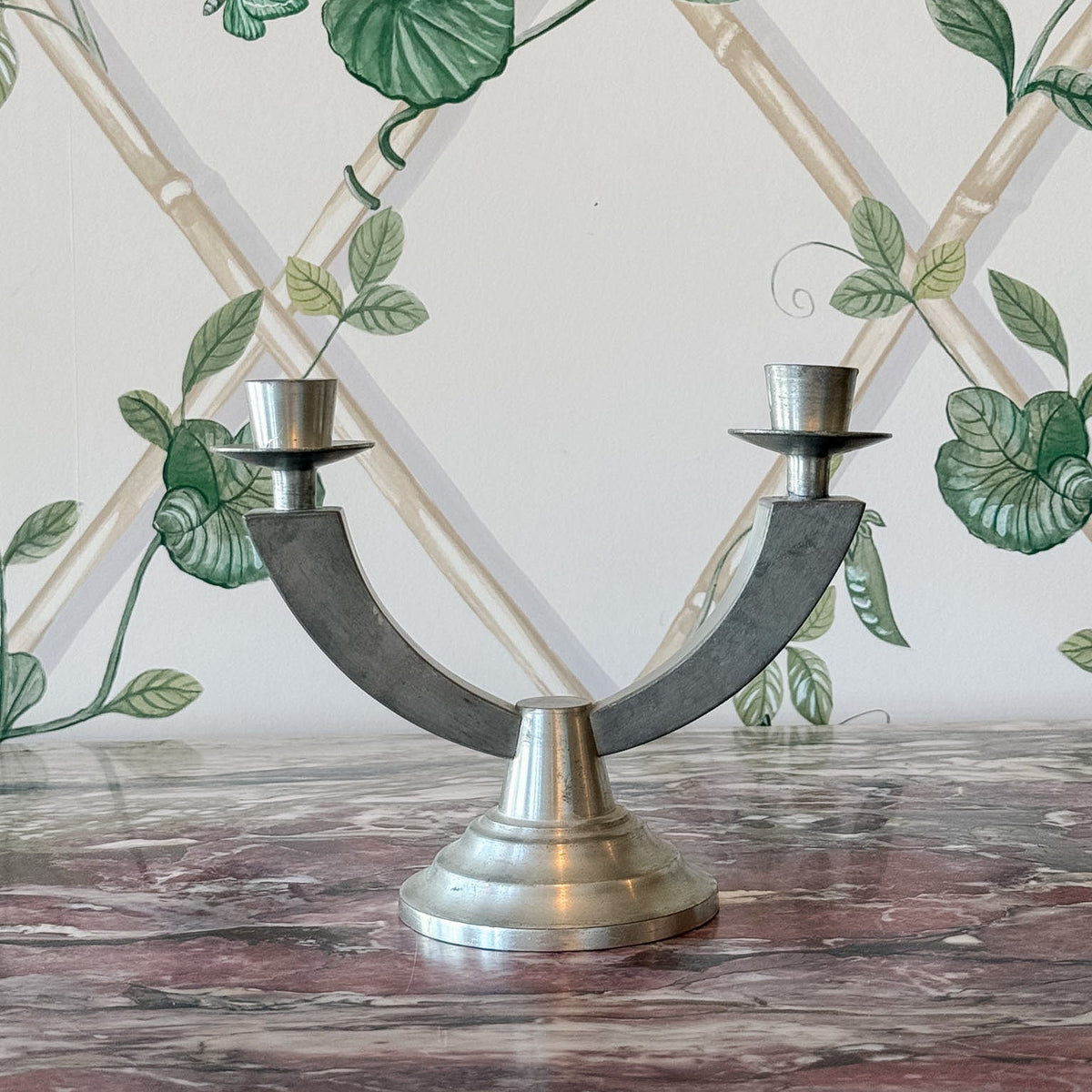 Pewter Double Candlestick Holder