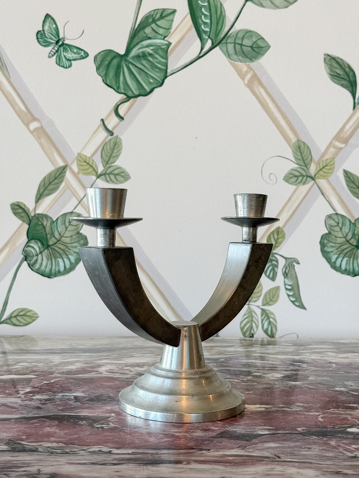 Pewter Double Candlestick Holder