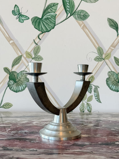 Pewter Double Candlestick Holder