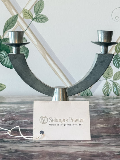 Pewter Double Candlestick Holder