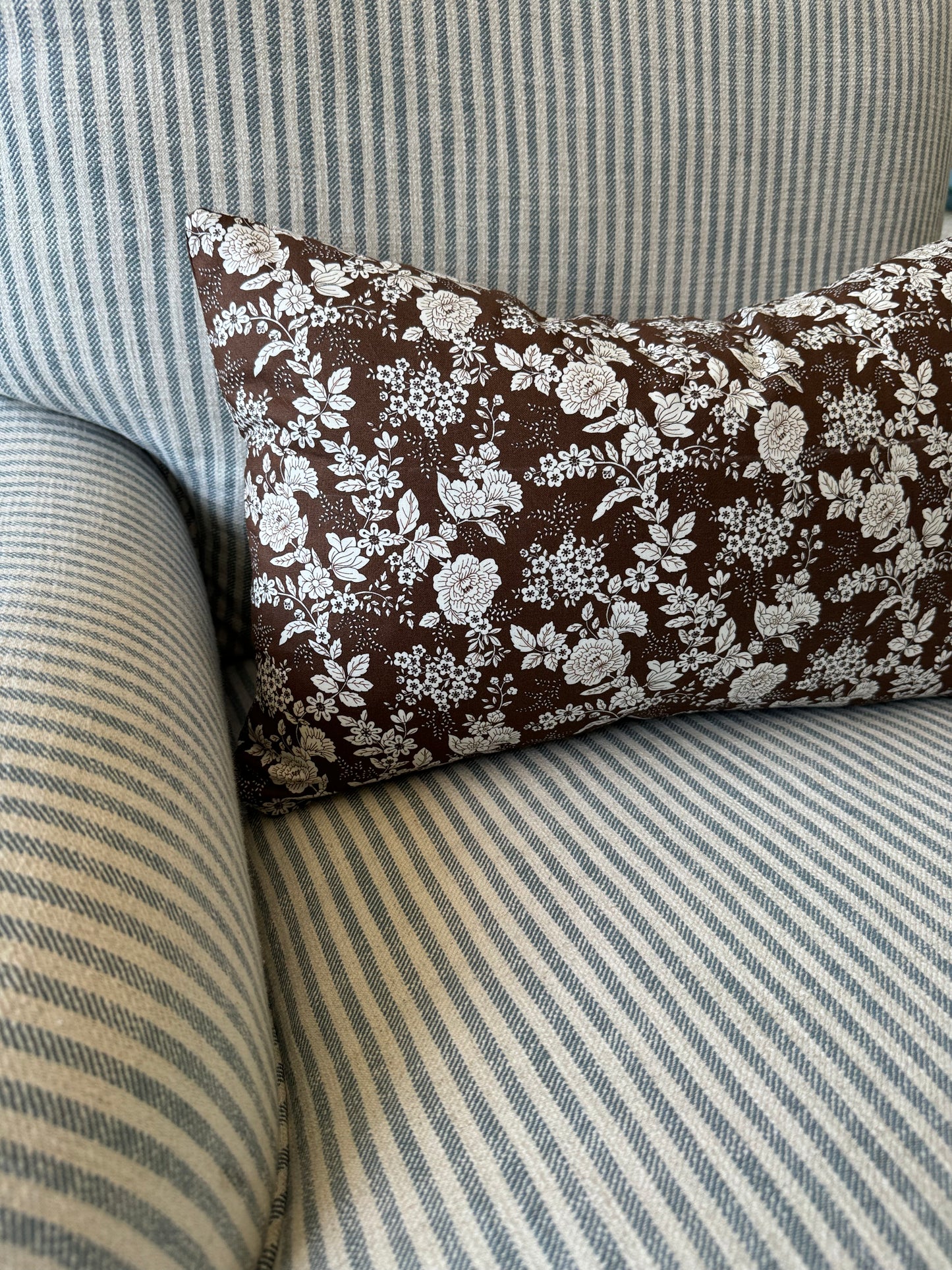 Brown and White Floral Lumbar