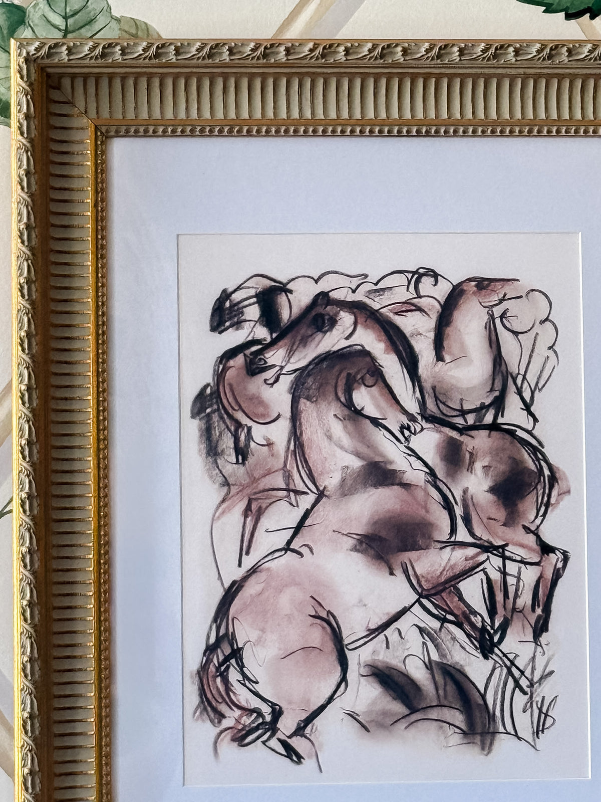 Sketch of Three Horses, Framed Print