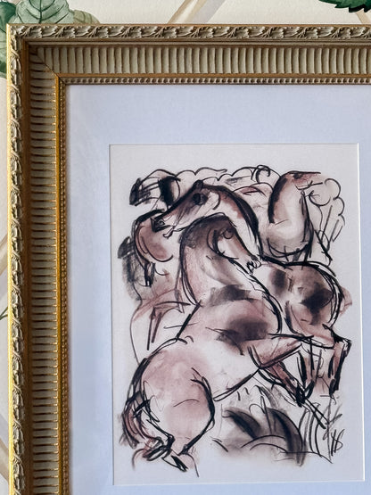 Sketch of Three Horses, Framed Print