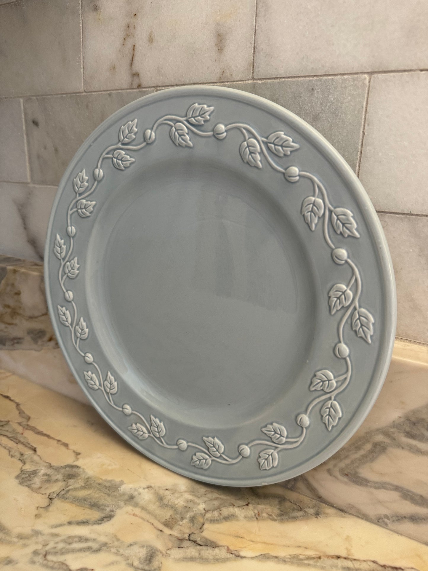 Pale Blue Plate with Vine