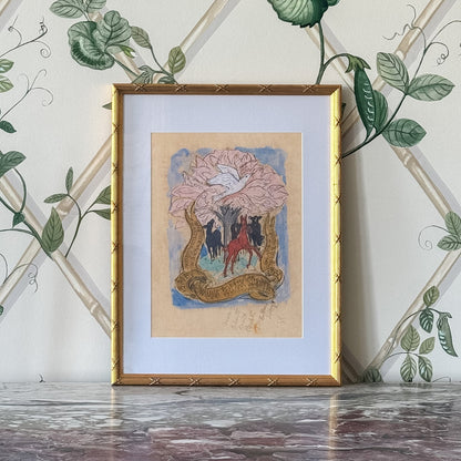 White Dove with Horses, Framed Print