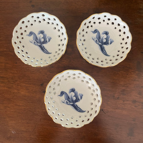 European Pierced Porcelain Dishes, Round