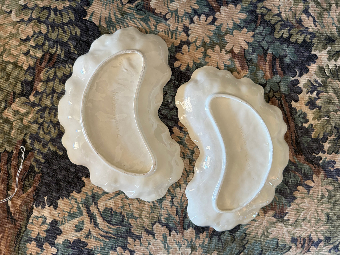 Pair of White Leaf Plates