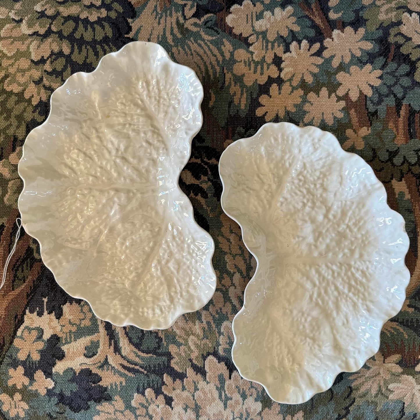 Pair of White Leaf Plates