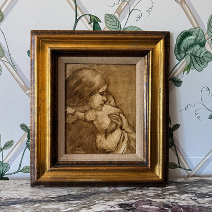 Framed Mother and Baby Original Painting